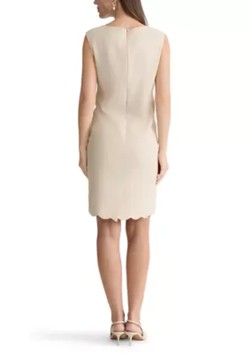 Petite Scallop Hem Sheath Dress