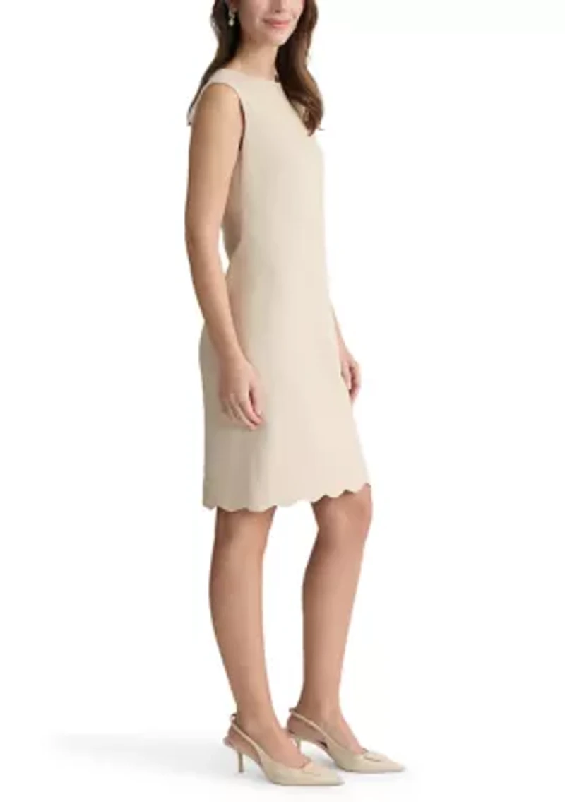 Petite Scallop Hem Sheath Dress