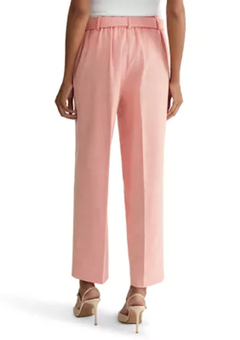 Women's Pull On Belted Linen Pants