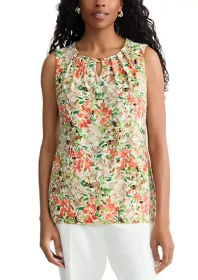 Women's Sleeveless Pleat Neck Top