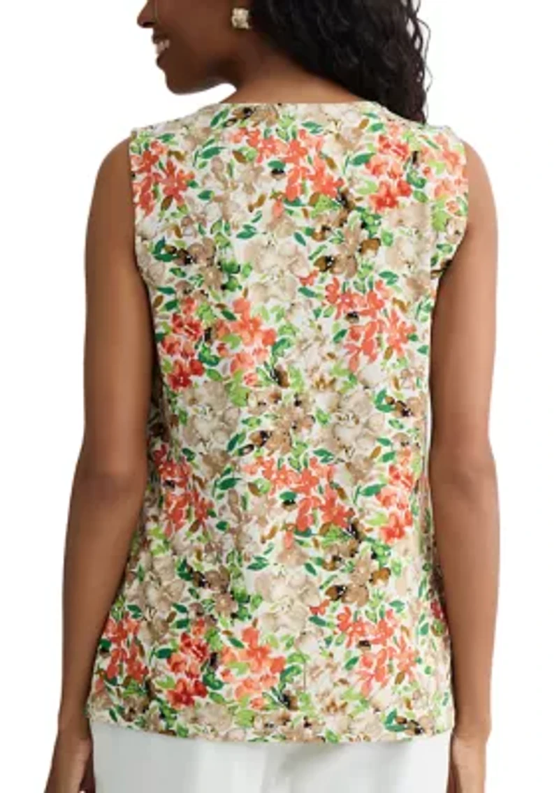 Women's Sleeveless Pleat Neck Top