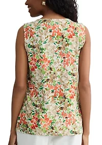 Women's Sleeveless Pleat Neck Top