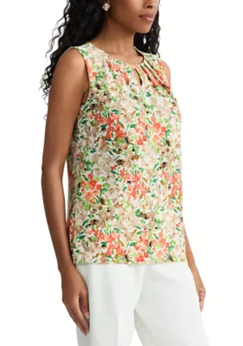 Women's Sleeveless Pleat Neck Top