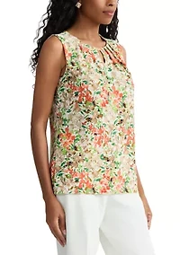Women's Sleeveless Pleat Neck Top