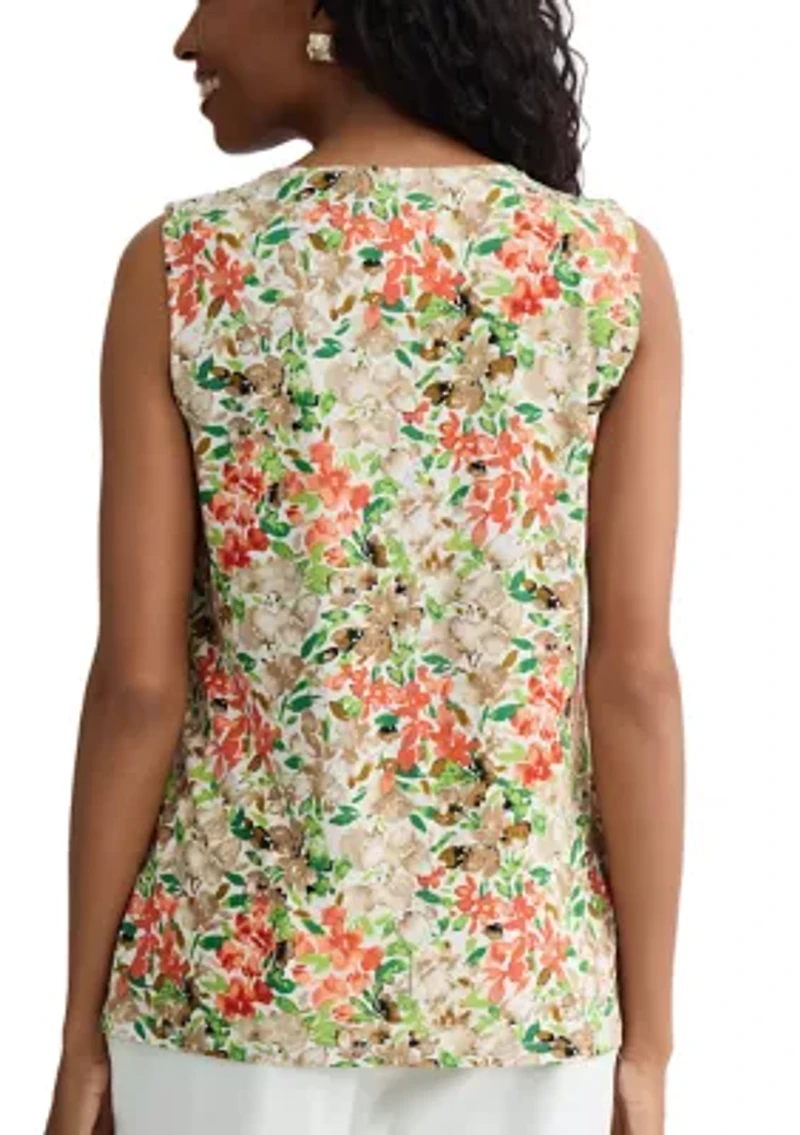 Petite Pleat Neck Hardware Keyhole Top