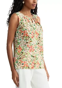 Petite Pleat Neck Hardware Keyhole Top