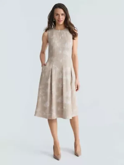 Missy Embroidered Box Pleat Dress
