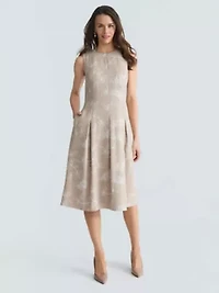 Missy Embroidered Box Pleat Dress