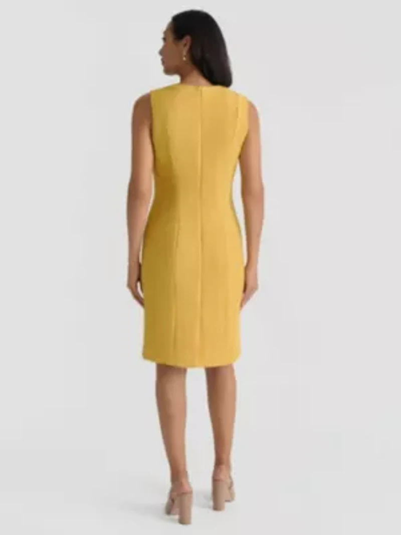 Missy Pebble Crepe Seamed Sheath Dress