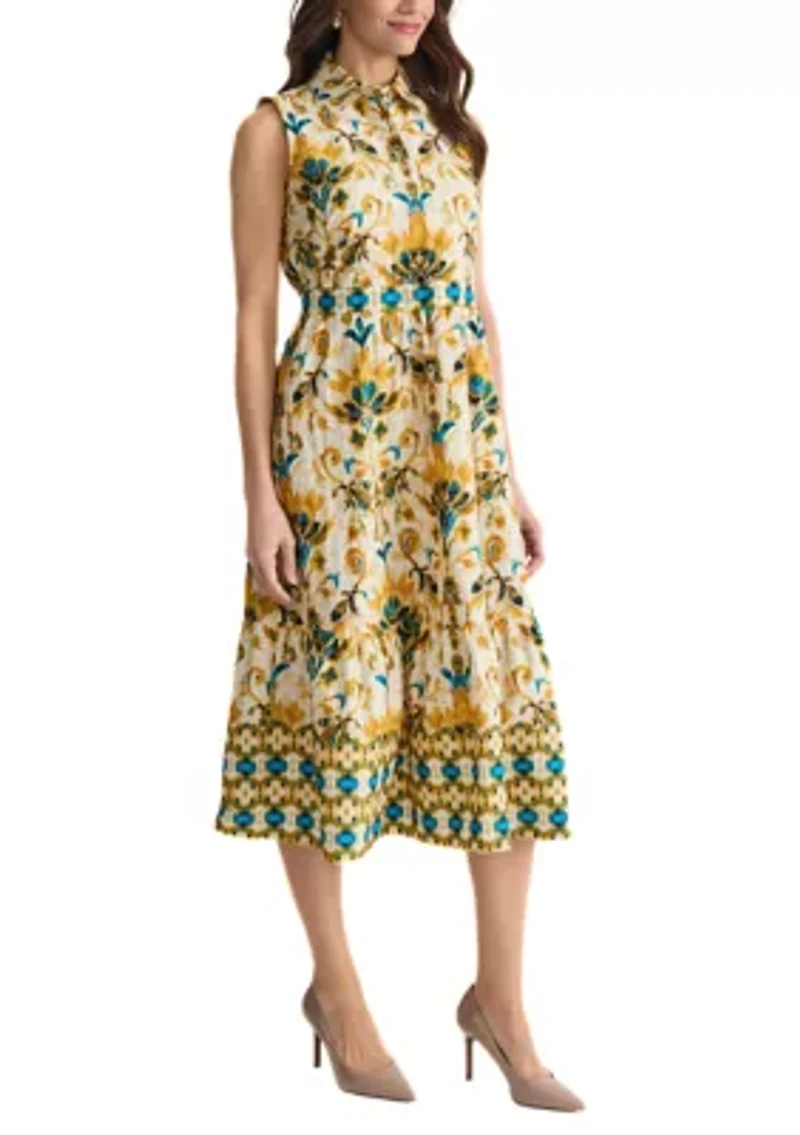 Women's Sleeveless Collared Midi Dress