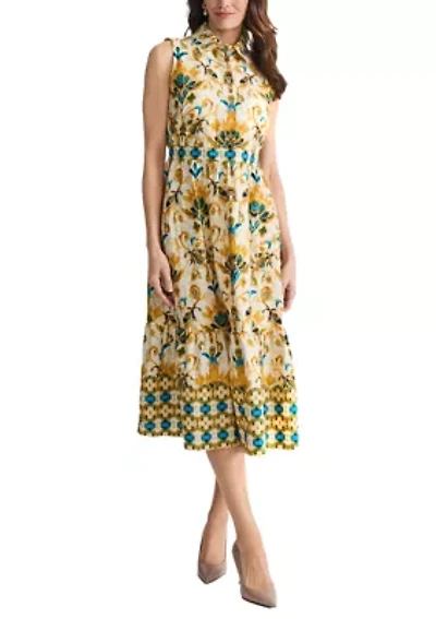 Petite Sleeveless Collared Midi Dress