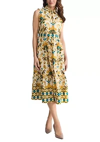 Petite Sleeveless Collared Midi Dress