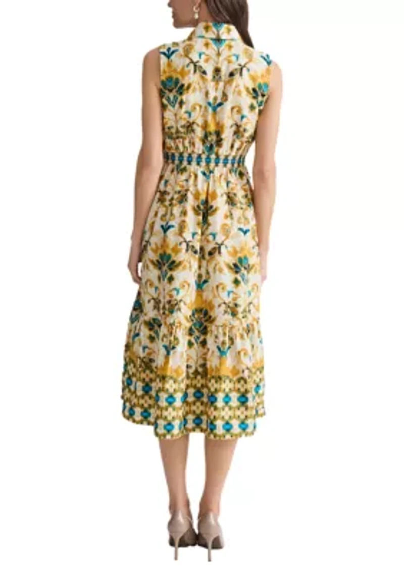 Petite Sleeveless Collared Midi Dress