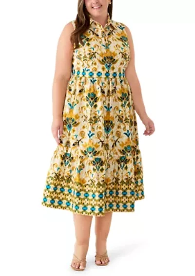 Plus Sleeveless Collared Mini Dress