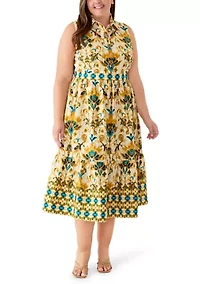 Plus Sleeveless Collared Mini Dress