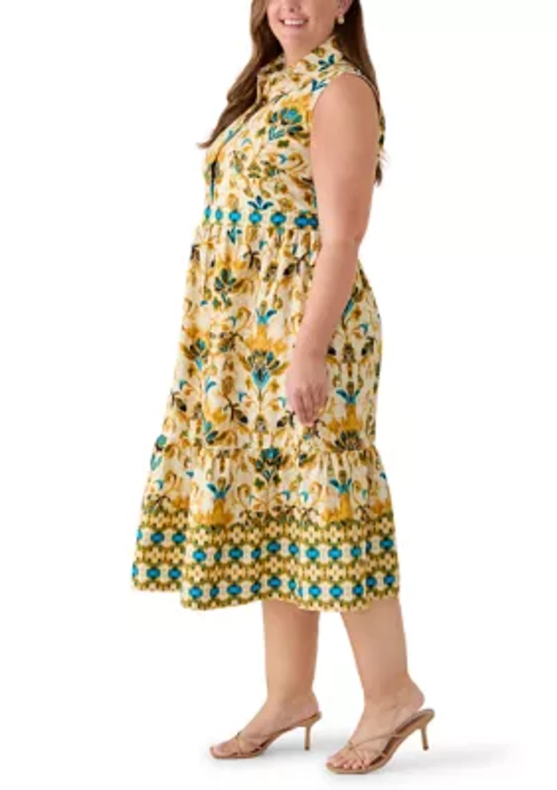 Plus Sleeveless Collared Mini Dress