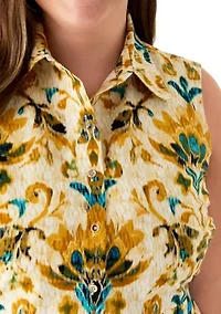 Plus Sleeveless Collared Mini Dress