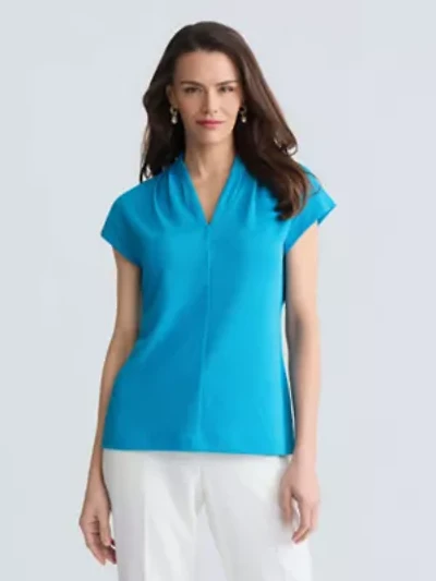 Petite Textured Funnel Nk Knit Top