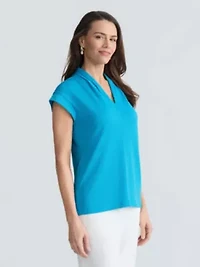 Petite Textured Funnel Nk Knit Top