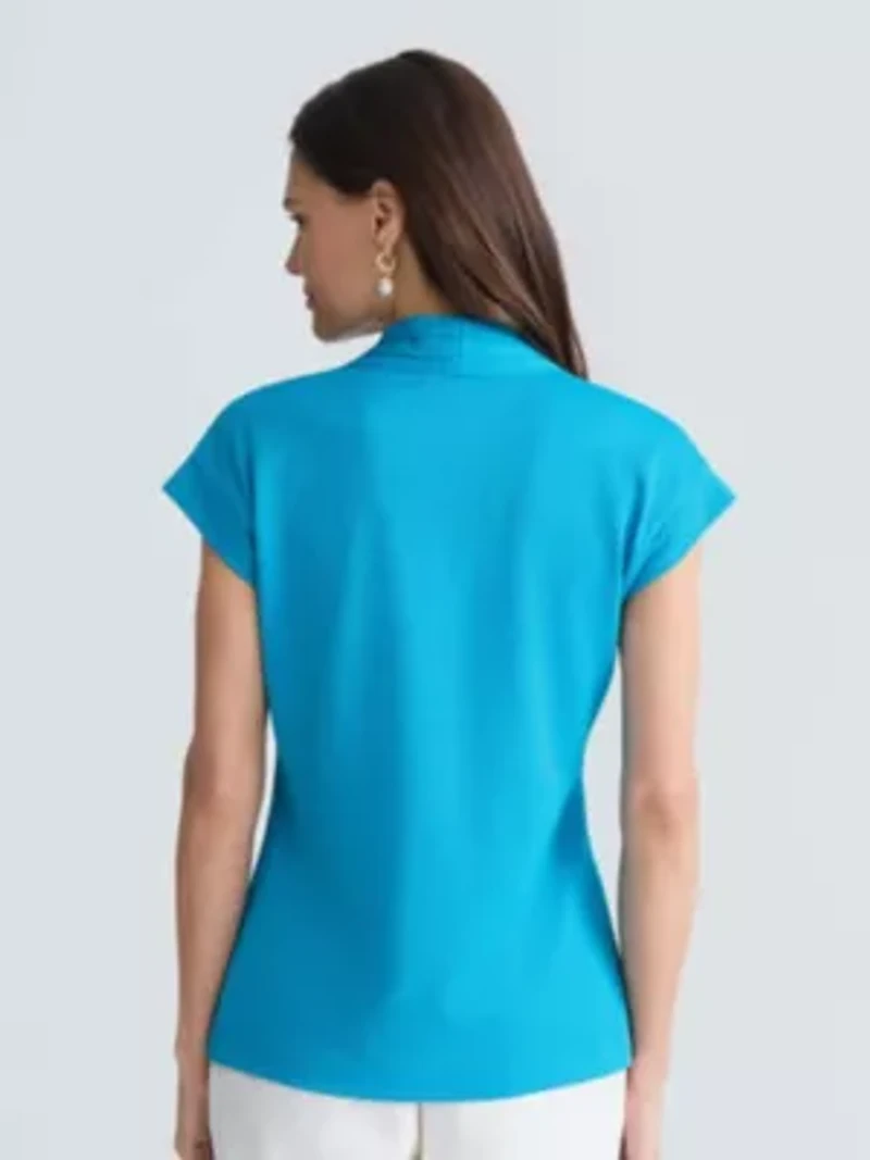 Petite Textured Funnel Nk Knit Top
