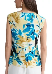 Petite Short Sleeve Twist Neck Top