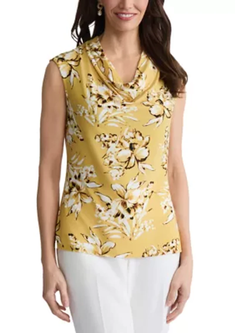 Women's Cowl Neck Cap Sleeve Knit Top