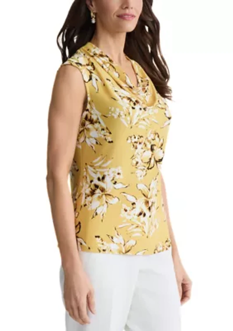 Women's Cowl Neck Cap Sleeve Knit Top