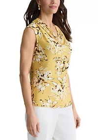 Women's Cowl Neck Cap Sleeve Knit Top