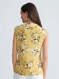Petite Floral Print Cowl Nk Knit Top