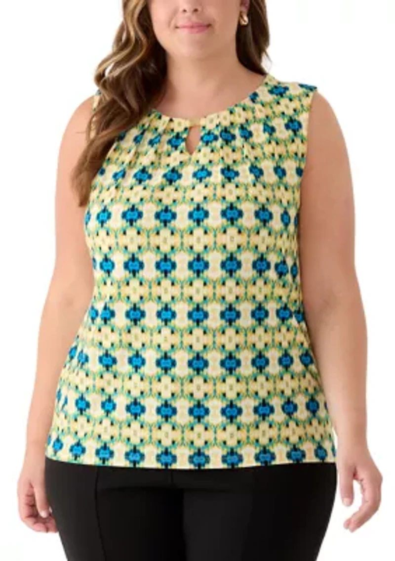 Plus Pleat Neck Top with Hardware