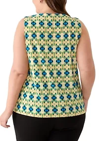 Plus Pleat Neck Top with Hardware
