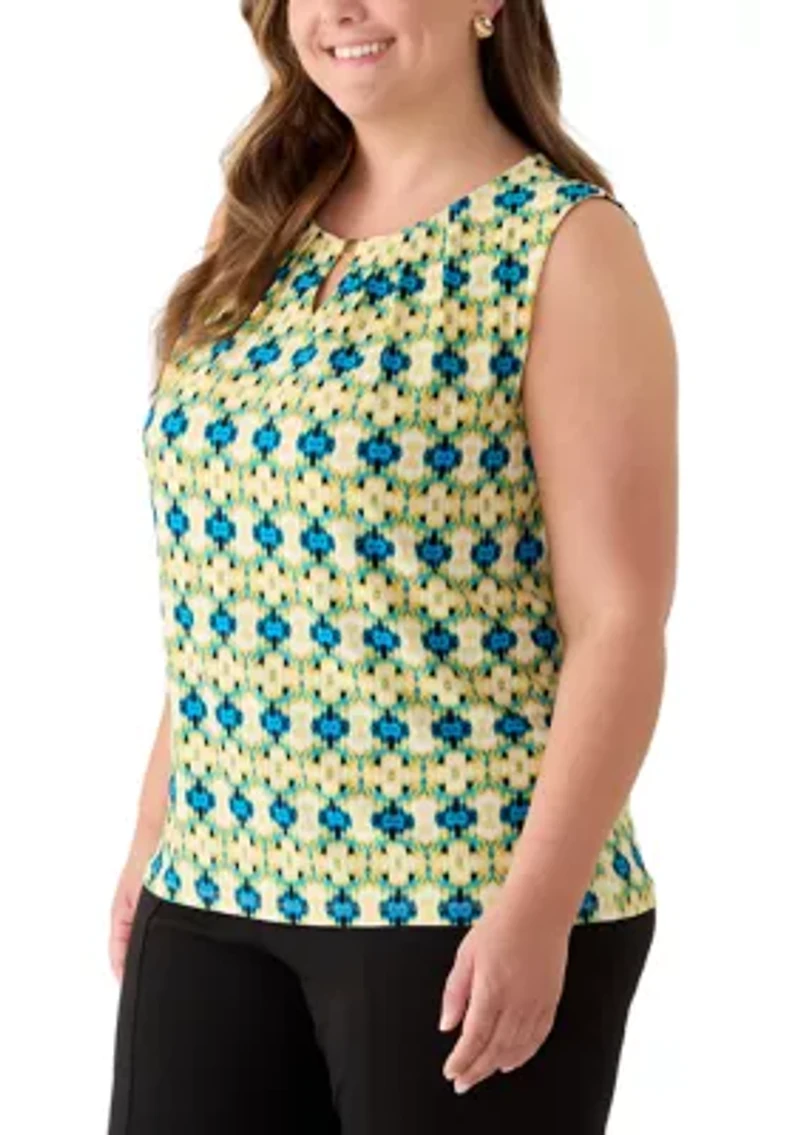 Plus Pleat Neck Top with Hardware