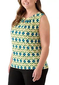 Plus Pleat Neck Top with Hardware