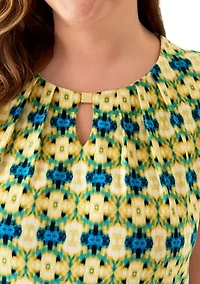 Plus Pleat Neck Top with Hardware