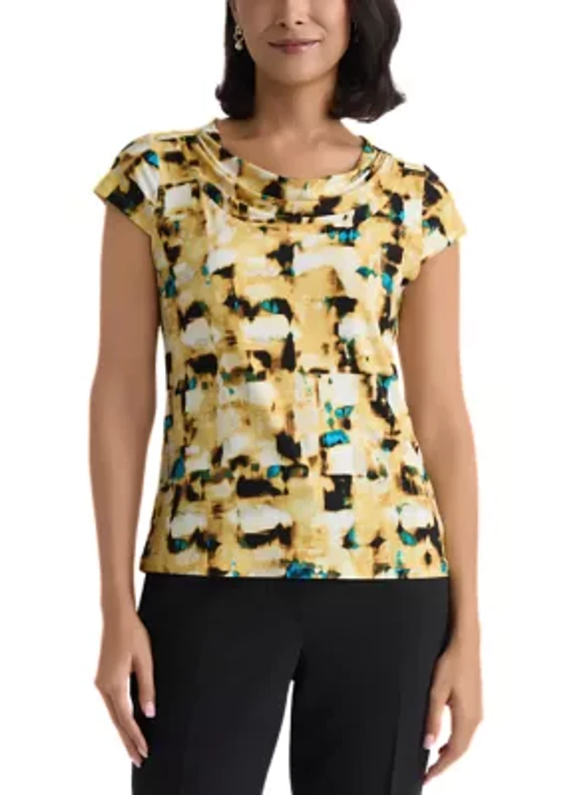 Women's Cap Sleeve Cowl Neck Top