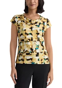Women's Cap Sleeve Cowl Neck Top