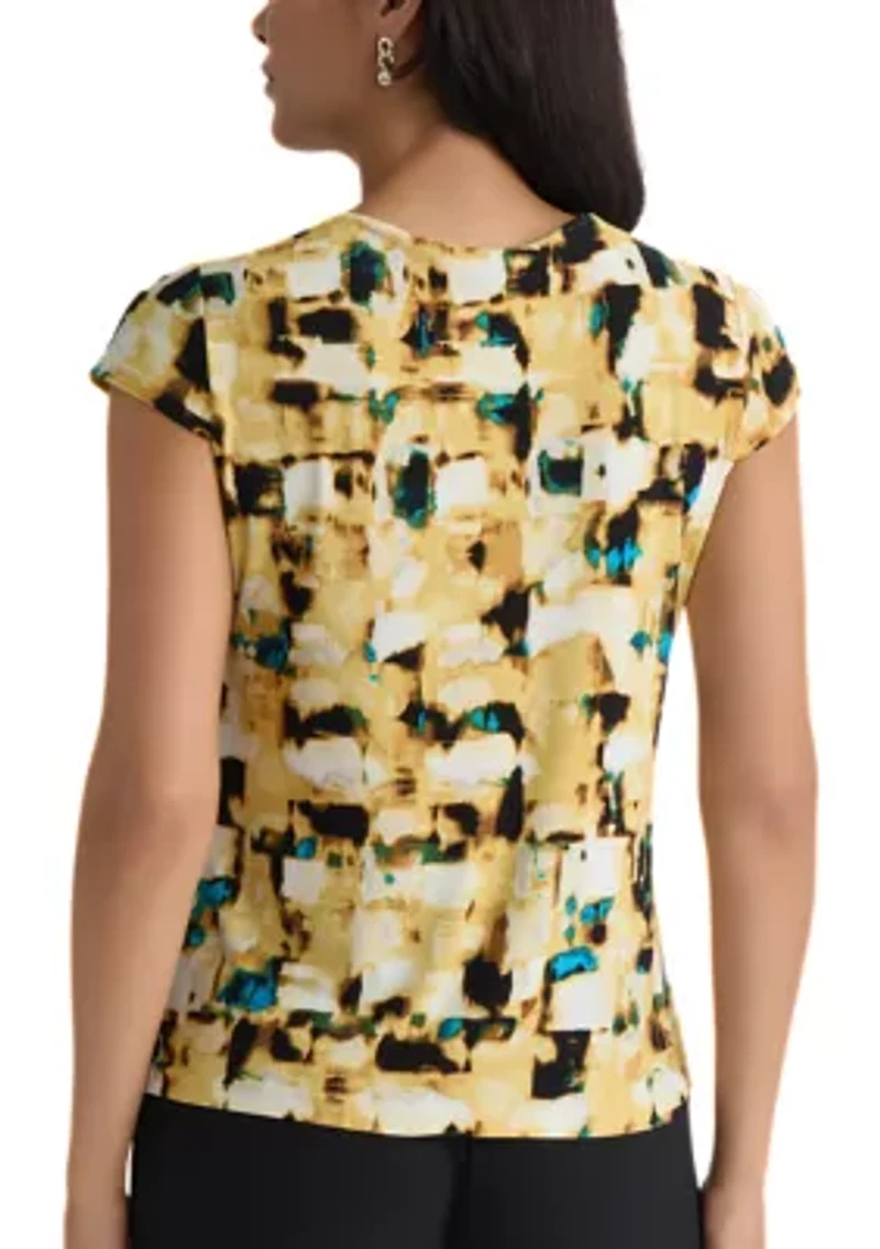 Women's Cap Sleeve Cowl Neck Top