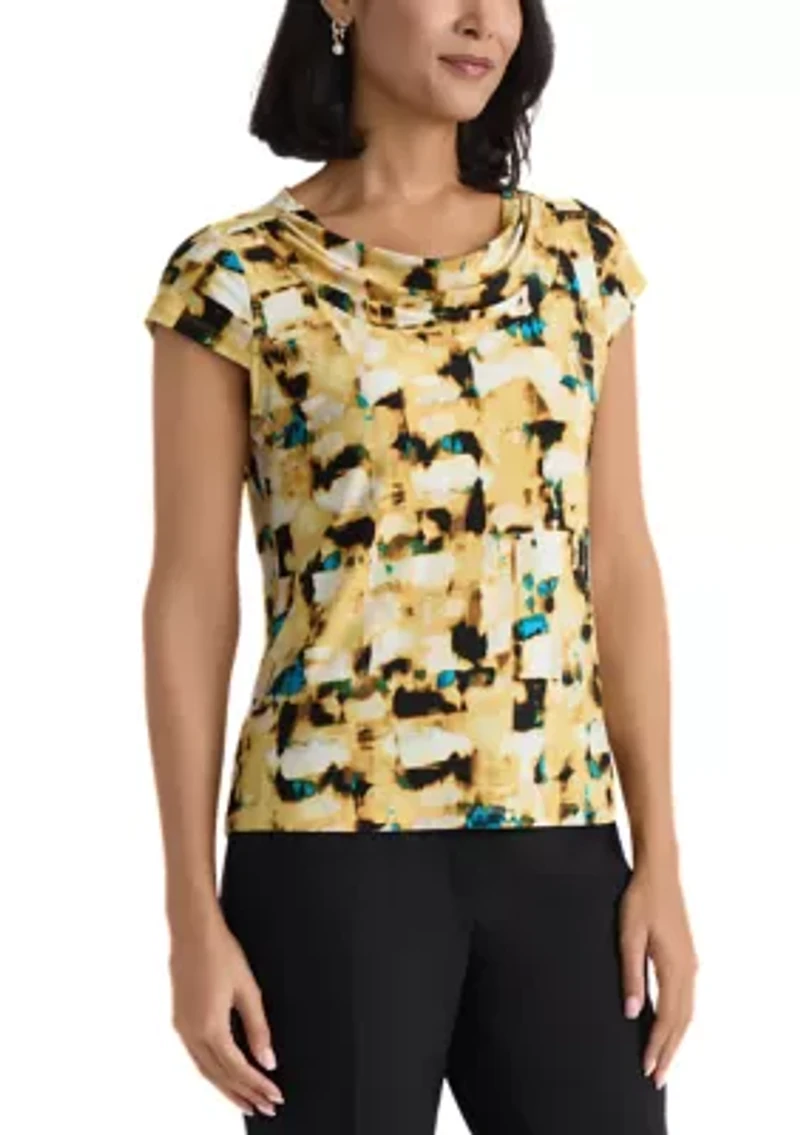 Women's Cap Sleeve Cowl Neck Top
