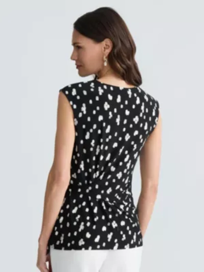Missy Dot Print Side Tie Knit Top