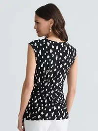 Missy Dot Print Side Tie Knit Top