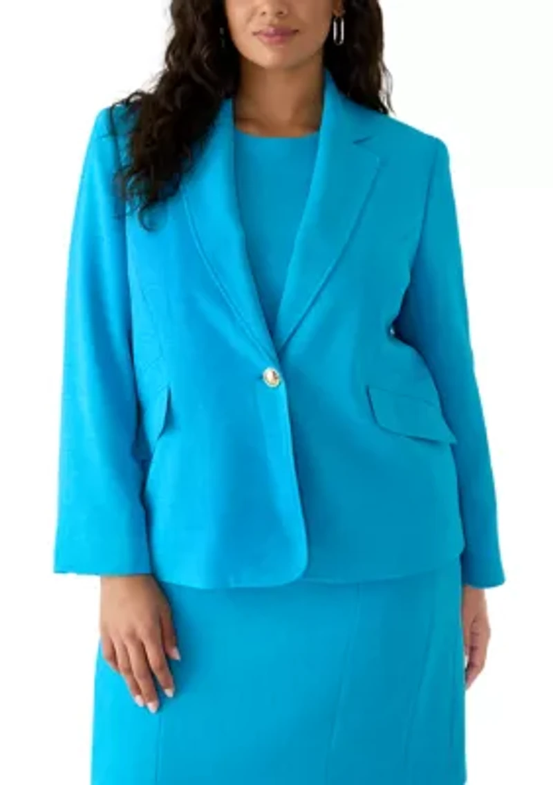 Plus Long Sleeve Notch Collar Blazer