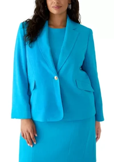 Plus Long Sleeve Notch Collar Blazer
