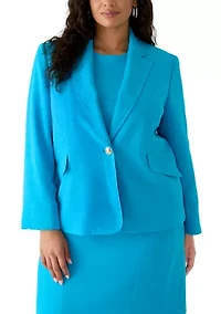 Plus Long Sleeve Notch Collar Blazer