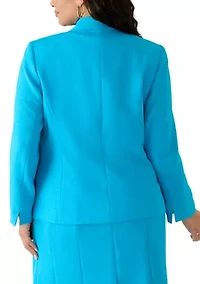 Plus Long Sleeve Notch Collar Blazer