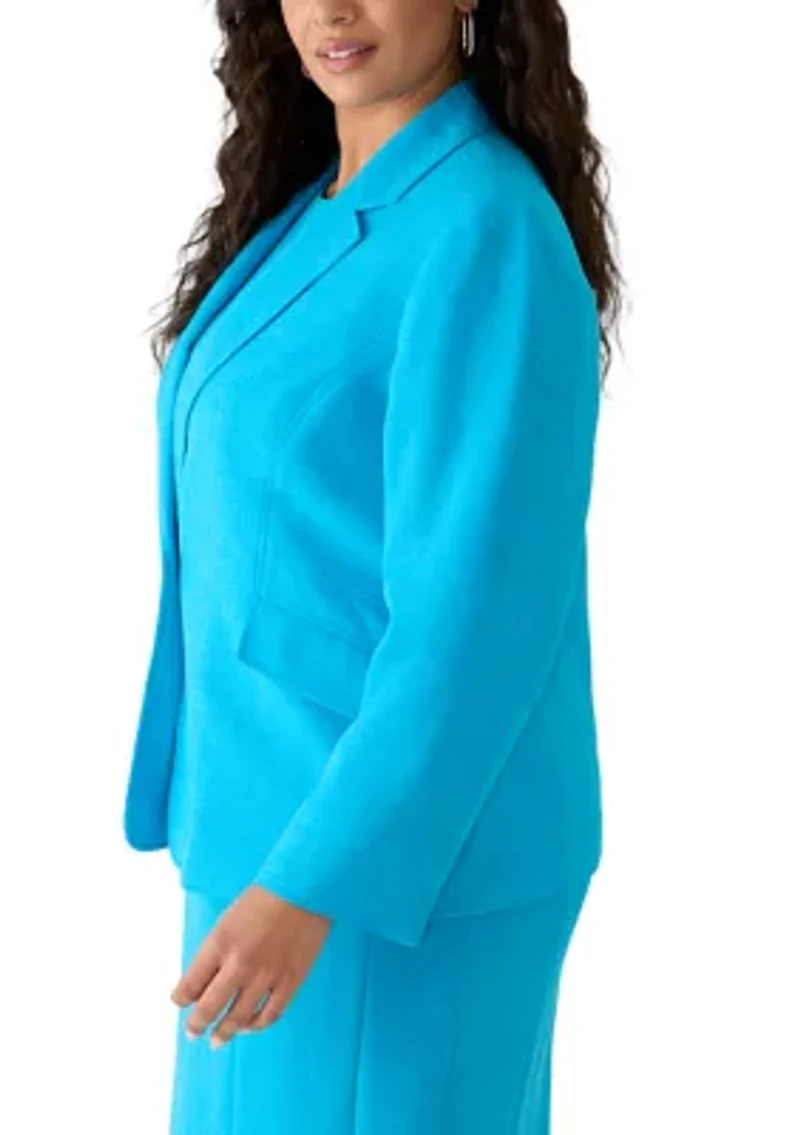Plus Long Sleeve Notch Collar Blazer