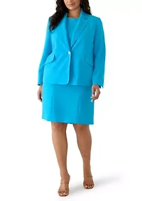 Plus Long Sleeve Notch Collar Blazer