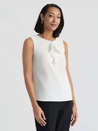 Missy Sleeveless Ruffle Front Blouse