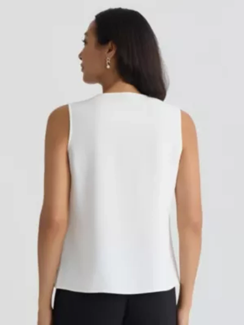 Missy Sleeveless Ruffle Front Blouse