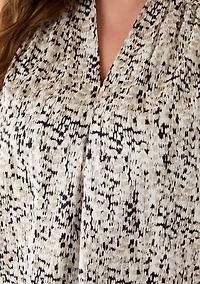 Plus V-Neck Pleated Shoulder Blouse