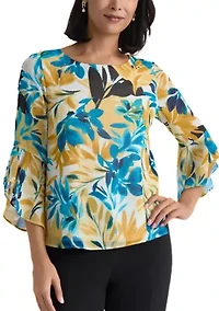 Women's Three Quarter Sleeve Ruffle Blouse